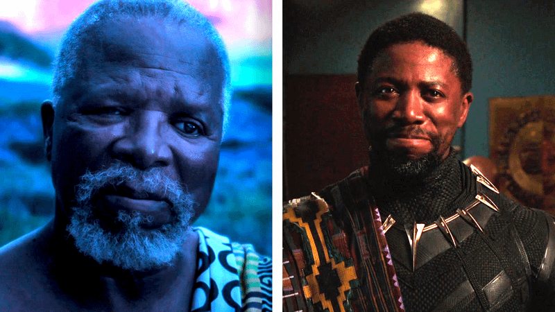 John and Atandwa Kani as King T'Chaka in the MCU.