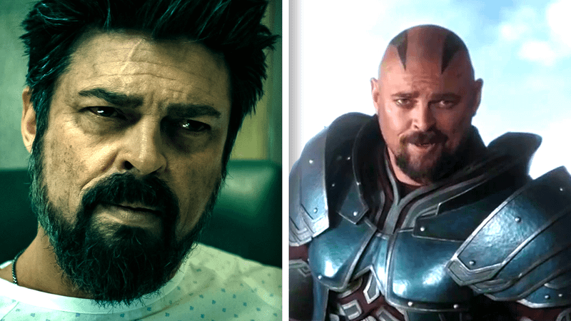 Karl Urban and Skurge from the Thor series in the MCU.