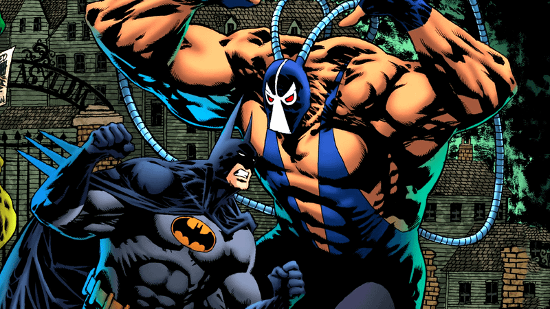 Batman fighting Bane from DC Comics