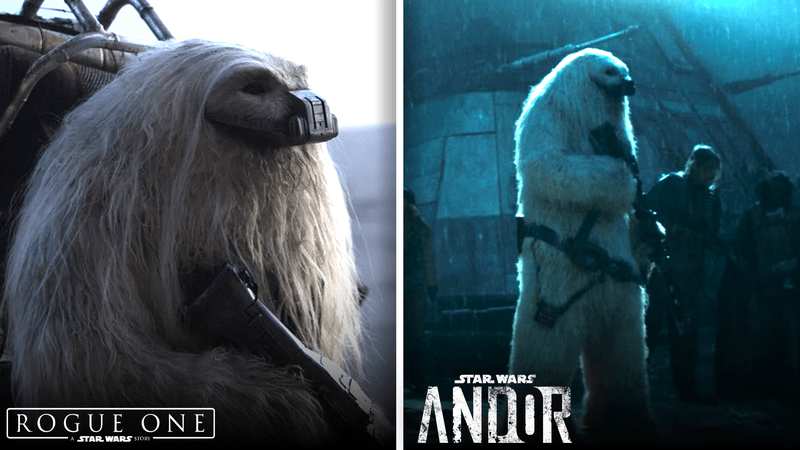 Moroff holding a machine gun in Andor and Rogue One