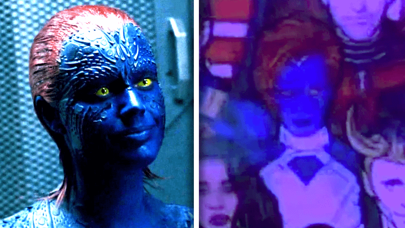 Rebecca Romijn as Mystique in Fox's X-Men universe and Avengers: Doomsday merch.