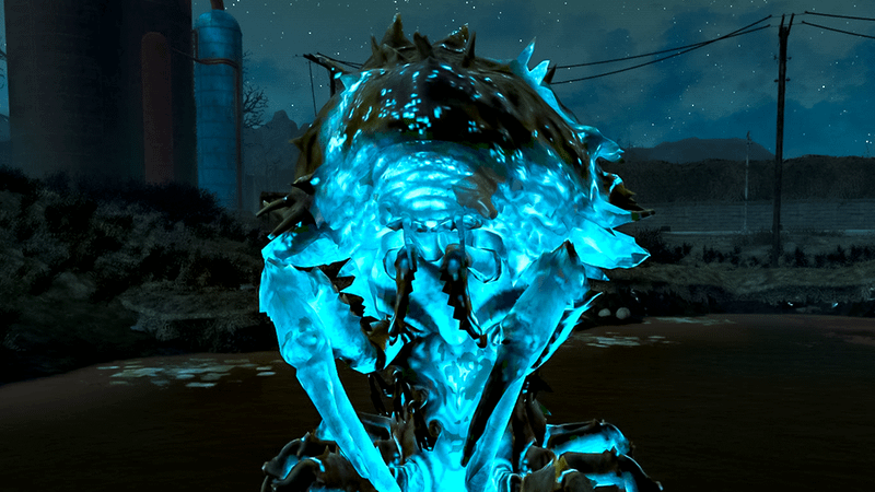 Nukalurk Queen glowing at night in Fallout