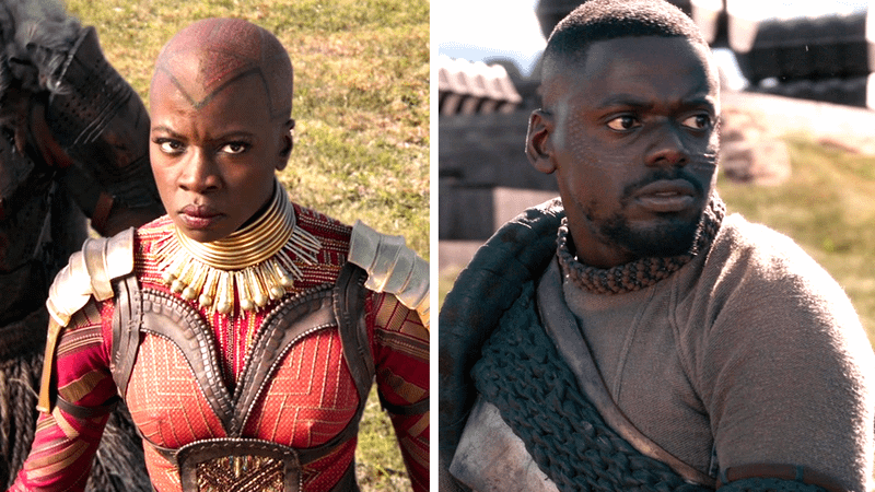 Danai Gurira as Okoye, Daniel Kaluuya as W'Kabi in 'Black Panther.'
