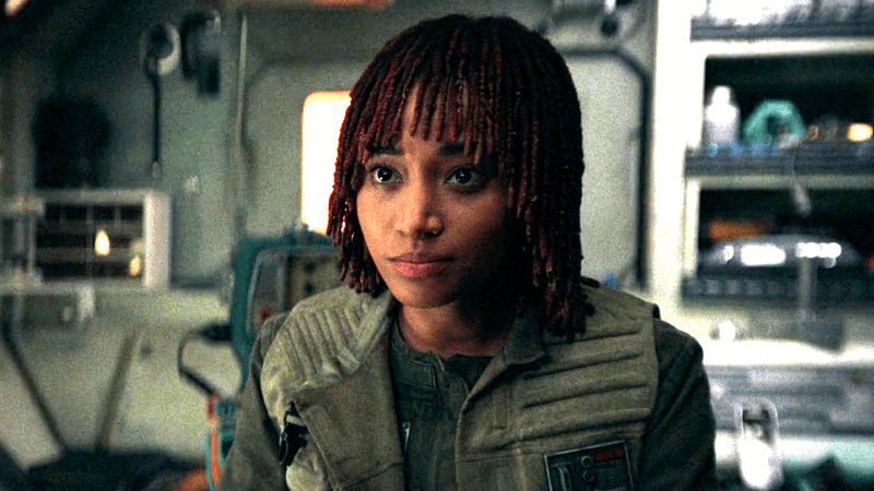 Amandla Stenberg as Osha in a pilot's uniform in The Acolyte
