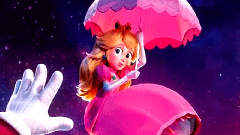 Peach on The Super Mario Galaxy Movie poster.