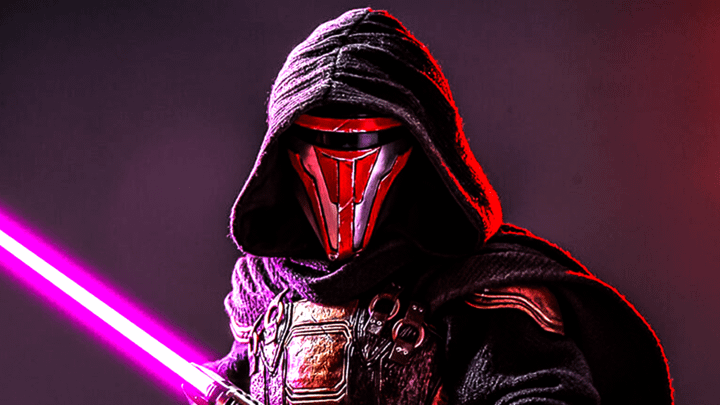 Darth Revan with purple lightsaber.