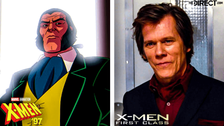 Sebastian Shaw in X-Men '97 on the left and in X-Men: First Class on the right.