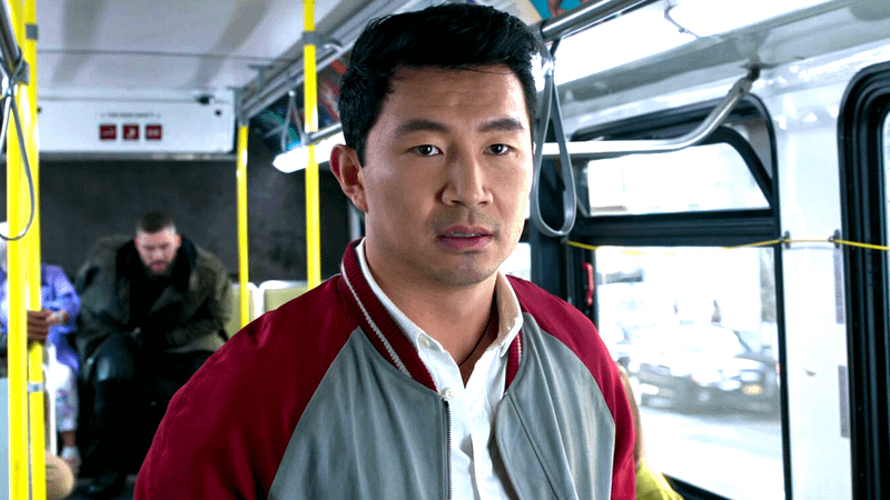 Simu Liu as Shang-Chi in Shang-Chi and the Legend of the Ten Rings.