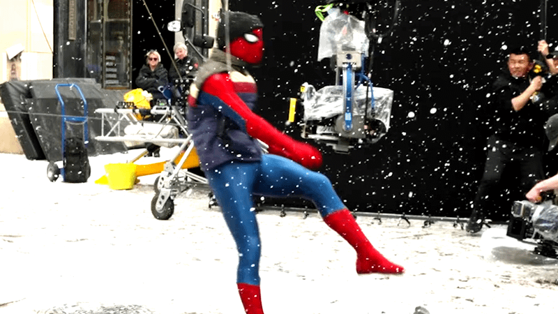 Tom Holland's Spider-Man in a winter suit.