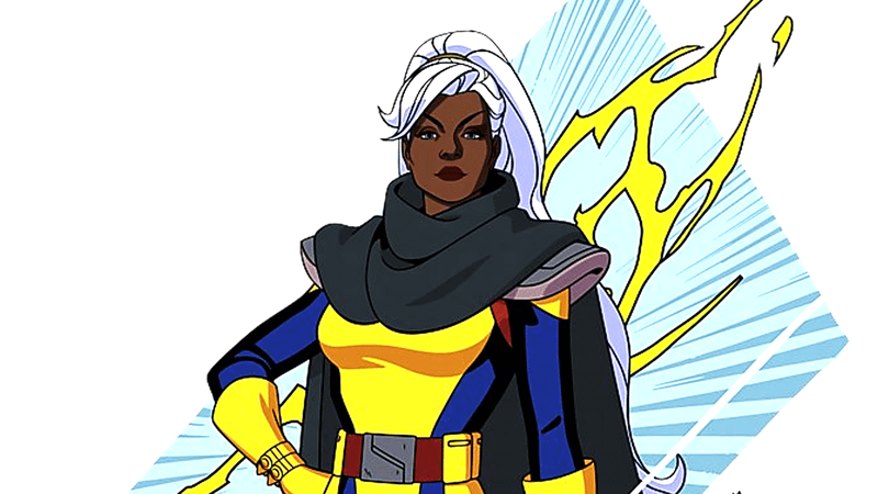 Alison Sealy-Smith's Storm rocking a yellow and blue X-Men costume.