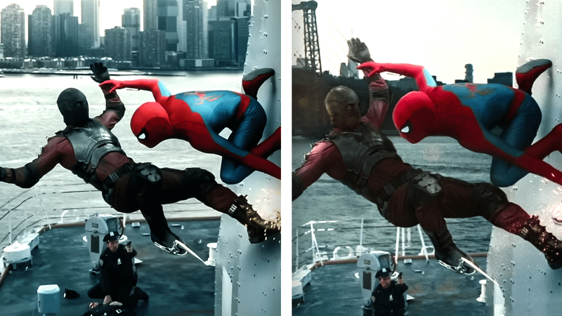 Alternate lighting of Spider-Man fighting the Tarantula.