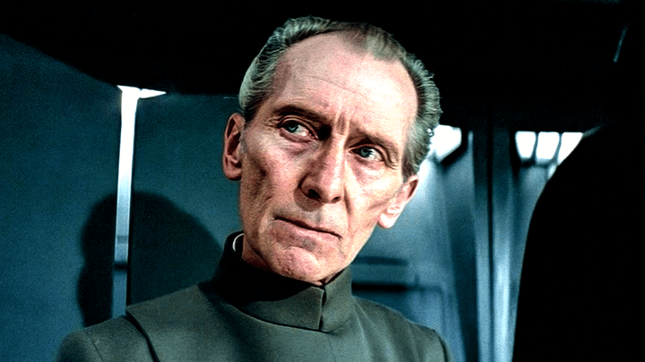 Tarkin sitting on the Death Star.