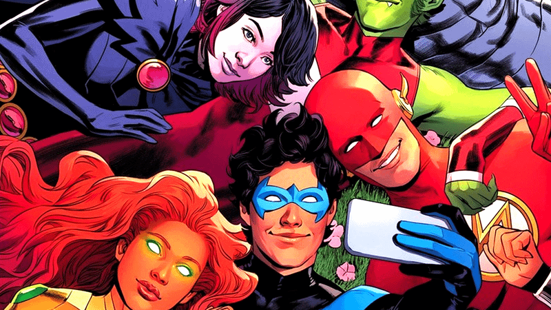 Teen Titans taking selfie.