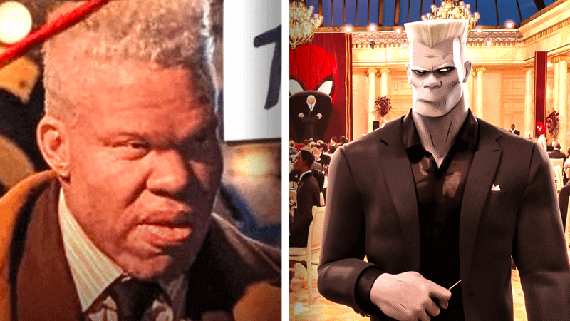 Marvin Jones III's live-action Tombstone and Tombstone from Into the Spider-Verse.