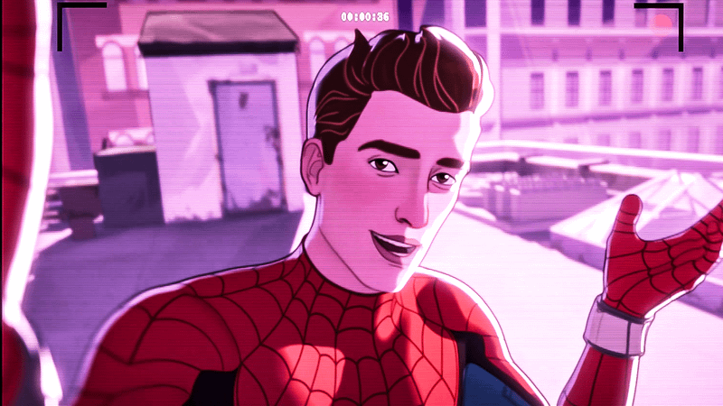 Spider-Man holding a camera in What If...?