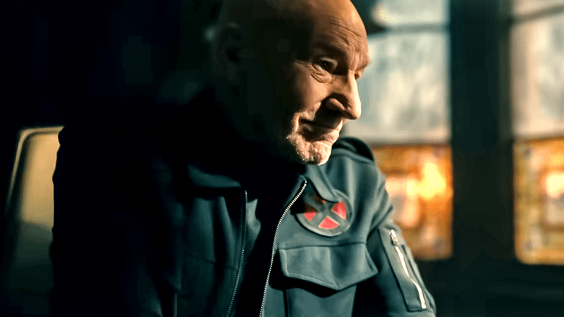 Patrick Stewart as Professor X in Avengers: Doomsday trailer.