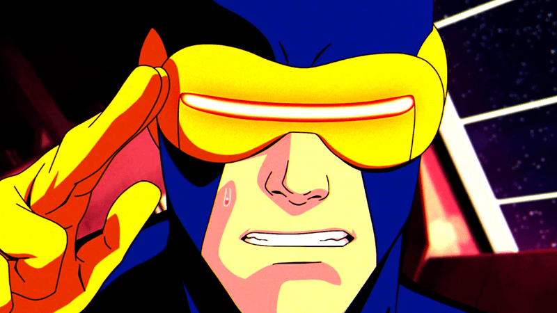 Cyclops holding his finger to his visor in X-Men '97