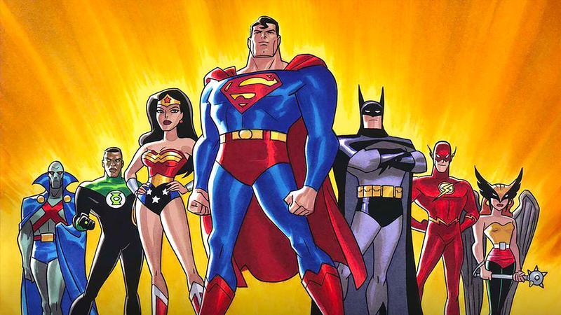 The Justice League standing tall in Justice League: The Animated Series