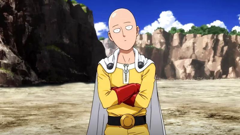 Saitama standing with his arms crossed in One Punch Man