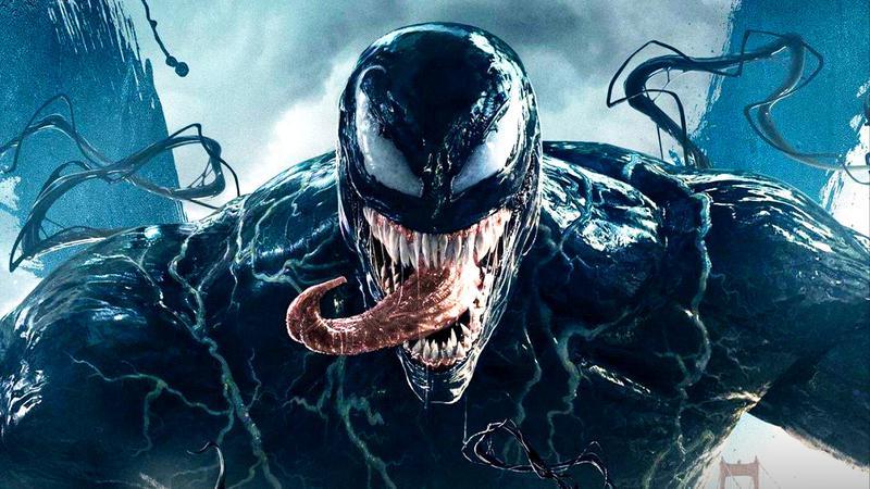 Venom sticking his tongue out in Venom