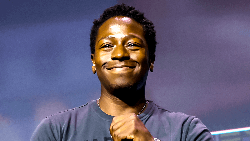 David Jonsson in Hall H after being announced as T'Challa Jr.