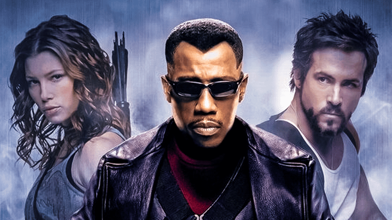 Jessica Biel, Wesley Snipes and Ryan Reynolds in Blade: Trinity.