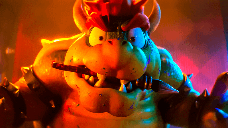 Bowser with a look of shock on his face in The Super Mario Galaxy Movie.