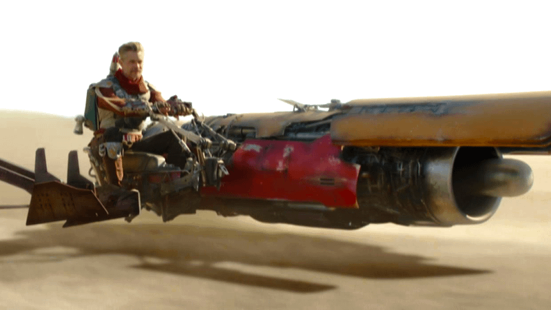 Timothy Olyphant as Cobb Vanth in a podracer speeder in The Mandalorian