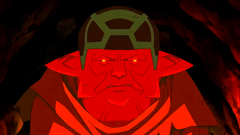The Devil wearing a helmet in a cave in Invincible