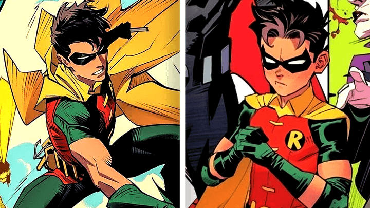 Dick Grayson in the comics on the left side of the image and Jason Todd from the comics on the right side of the image.