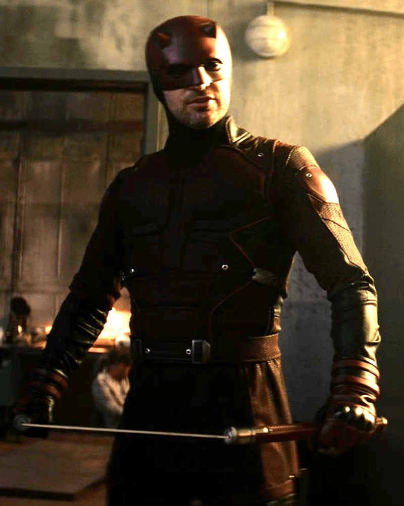 Charlie Cox in red Daredevil costume from 'Echo.'