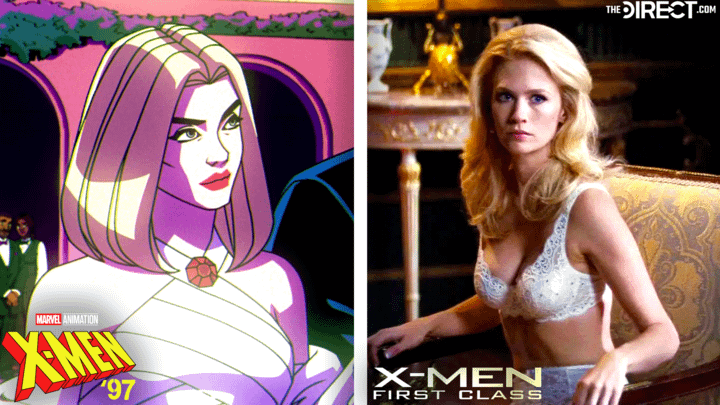 Emma Frost in X-Men '97 Season 1 and in X-Men: First Class on the right.