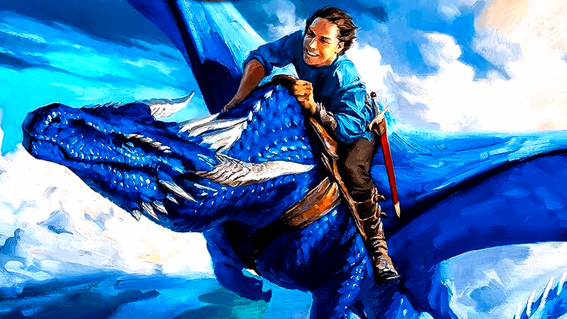 Eragon on his dragon in the Eragon book
