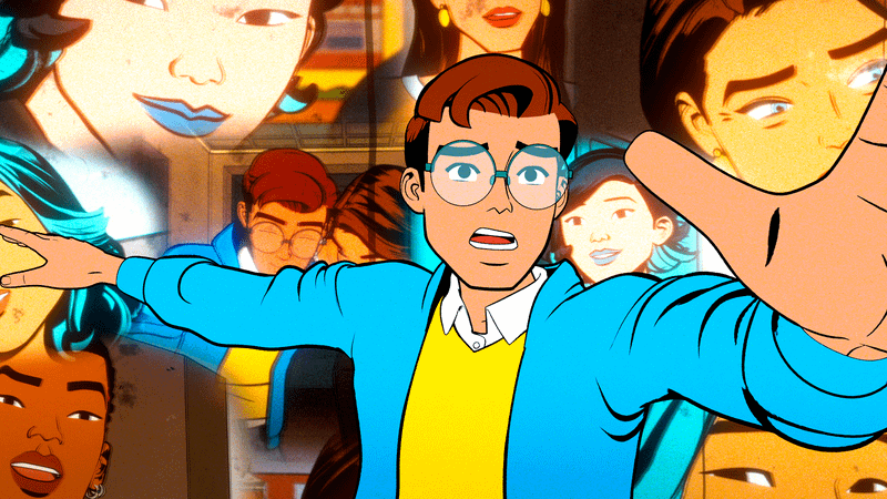 Peter Parker looking scared in Your Friendly Neighborhood Spider-Man