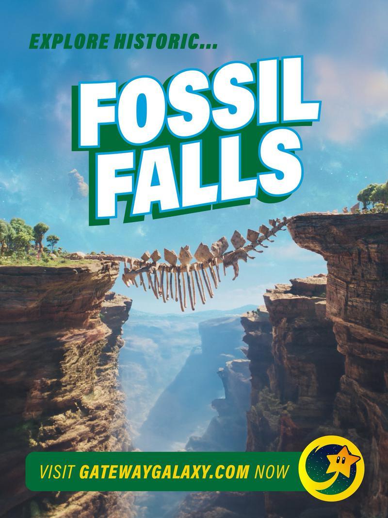 Fossil Falls location poster in Super Mario Galaxy Movie.