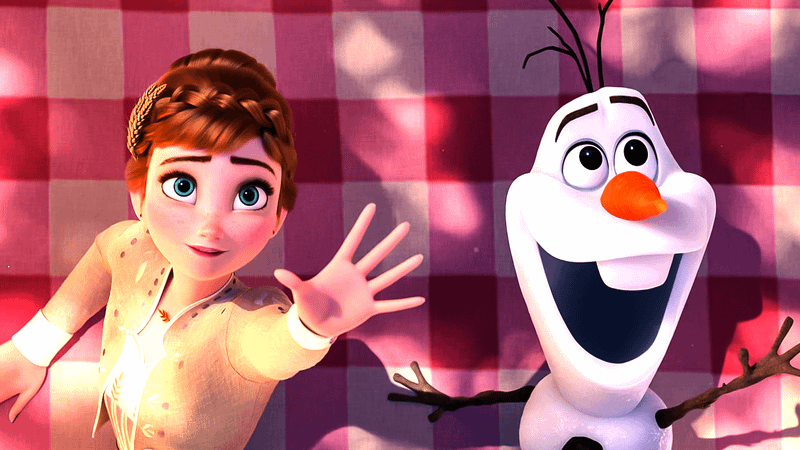 Anna and Olaf from the Frozen franchise.