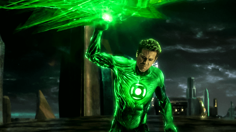Ryan Reynolds as Hal Jordan in Green Lantern.