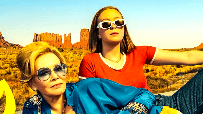 Jean Smart and Hannah Einbinder posing together in sunglasses in Hacks