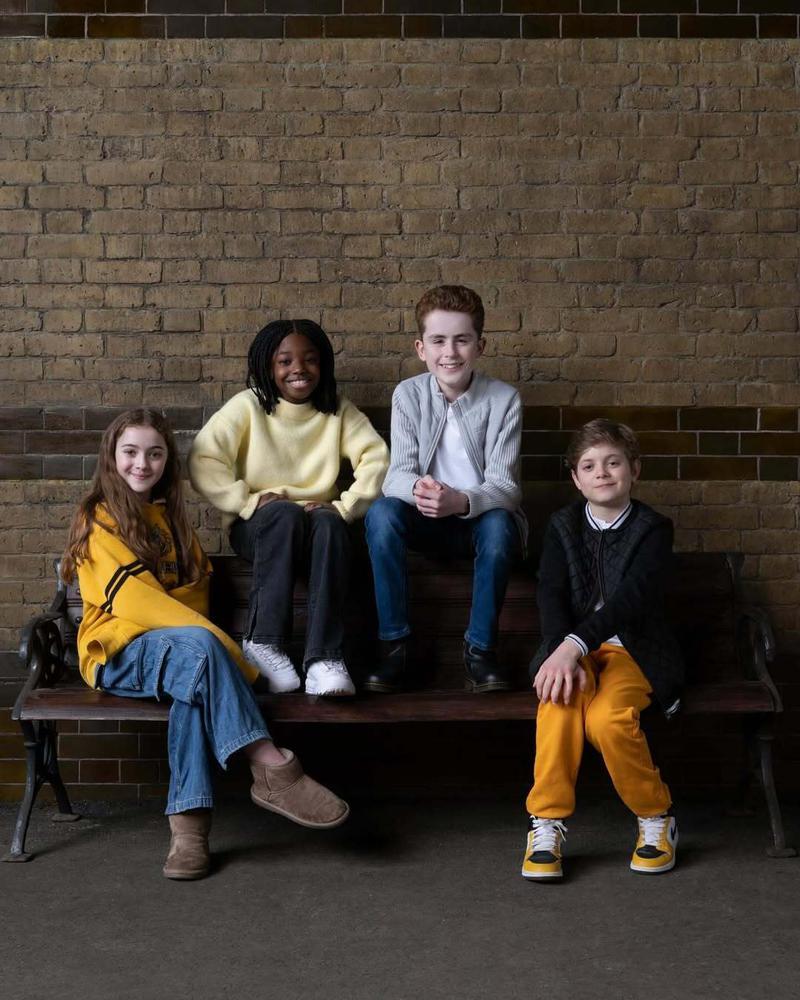 India Moon (Hannah Abbott), Jazmyn Lewin (Susan Bones), Cian Eagle-Service (Ernie Macmillan), James Trevelyan Buckle (Justin Finch-Fletchley) in 'Harry Potter' series.