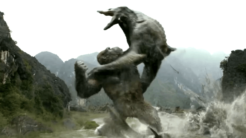 Kong vs. Skull Devil in Kong: Skull Island.