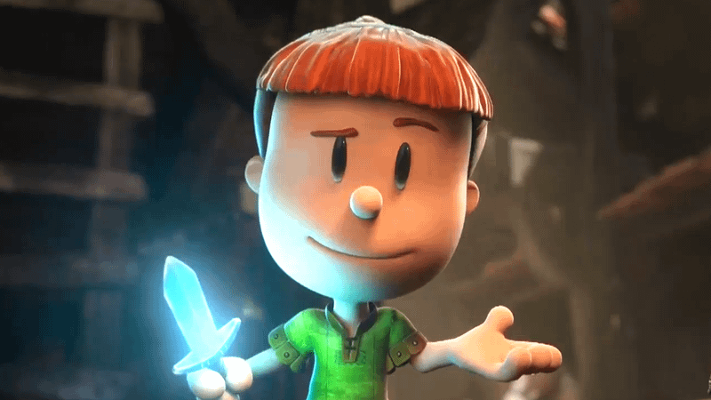 Max holding a sword in Max & the Midknights.
