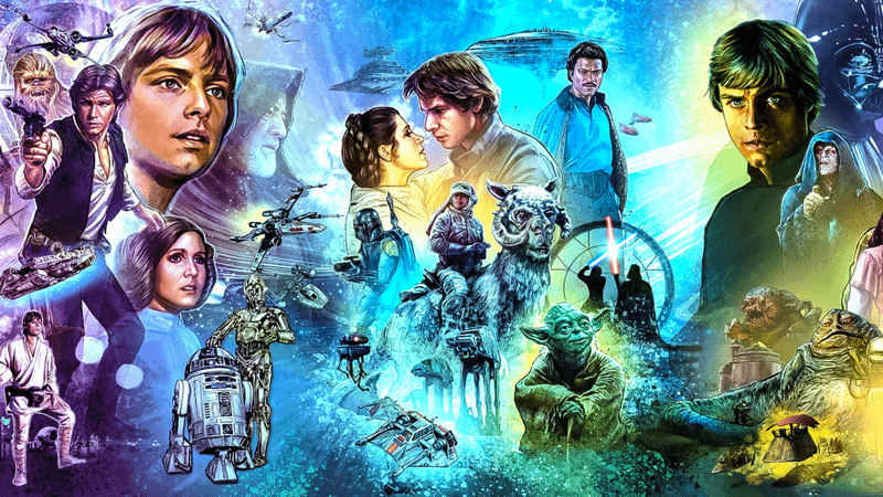 Star Wars characters from the original trilogy.
