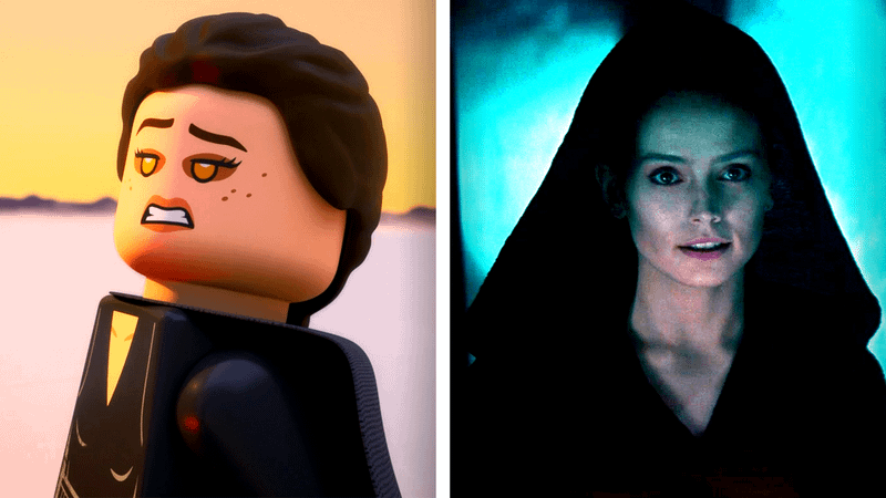 Darth Rey in LEGO Star Wars next to Darth Rey from The Last Jedi