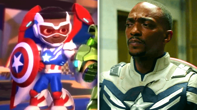 A comparison of Sam Wilson in Iron Man and His Awesome Friends and the MCU
