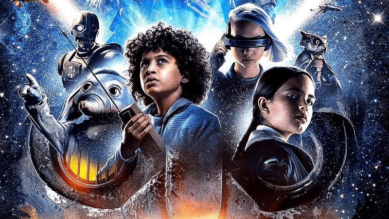 Skeleton Crew cast on a starry background