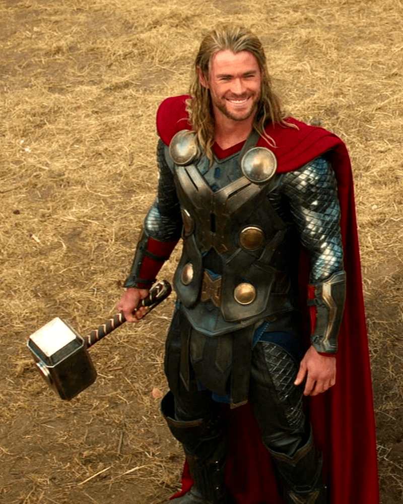 Thor's laughing in Thor: The Dark World.