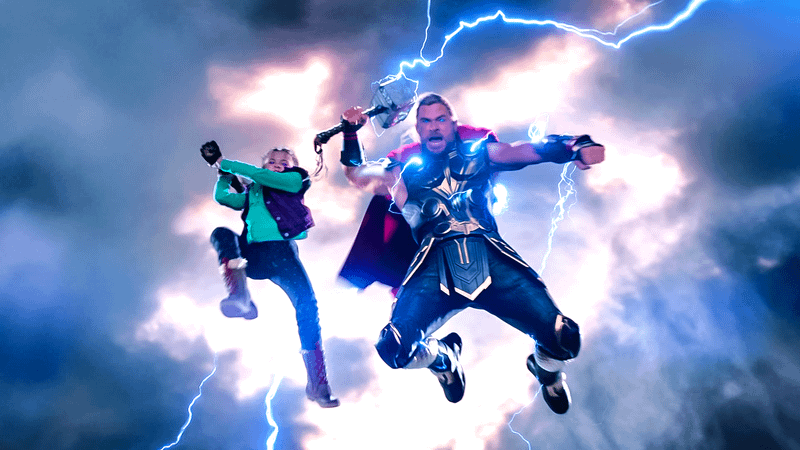 India Hemsworth as Love, Chris Hemsworth as Thor in Thor: Love and Thunder