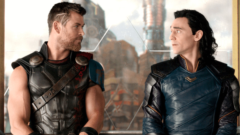 Chris Hemsworth as Thor and Tom Hiddleston as Loki in Thor: Ragnarok