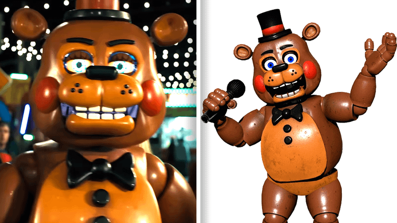 FNAF Film Toy Freddy side by side with FNAF Toy Freddy