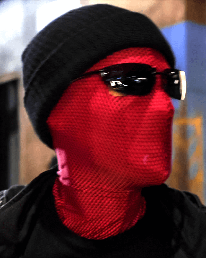 Andrew Garfield weaing a homemade Spider-Man suit.